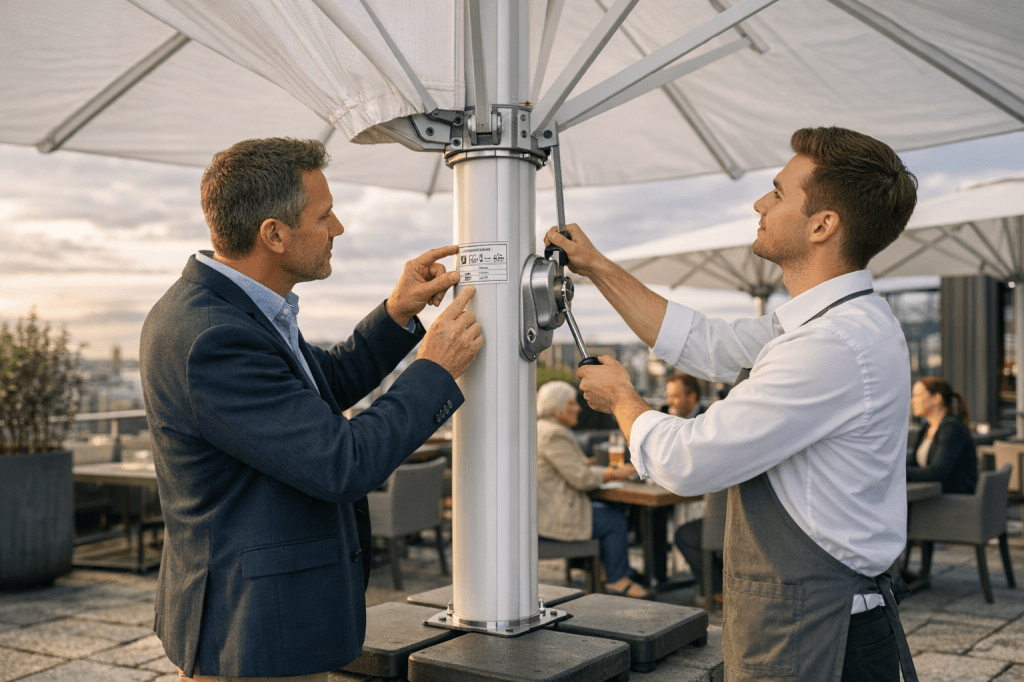 Hoe kies je de juiste horeca parasol op basis van windbelasting, doekkwaliteit en bedieningsgemak?