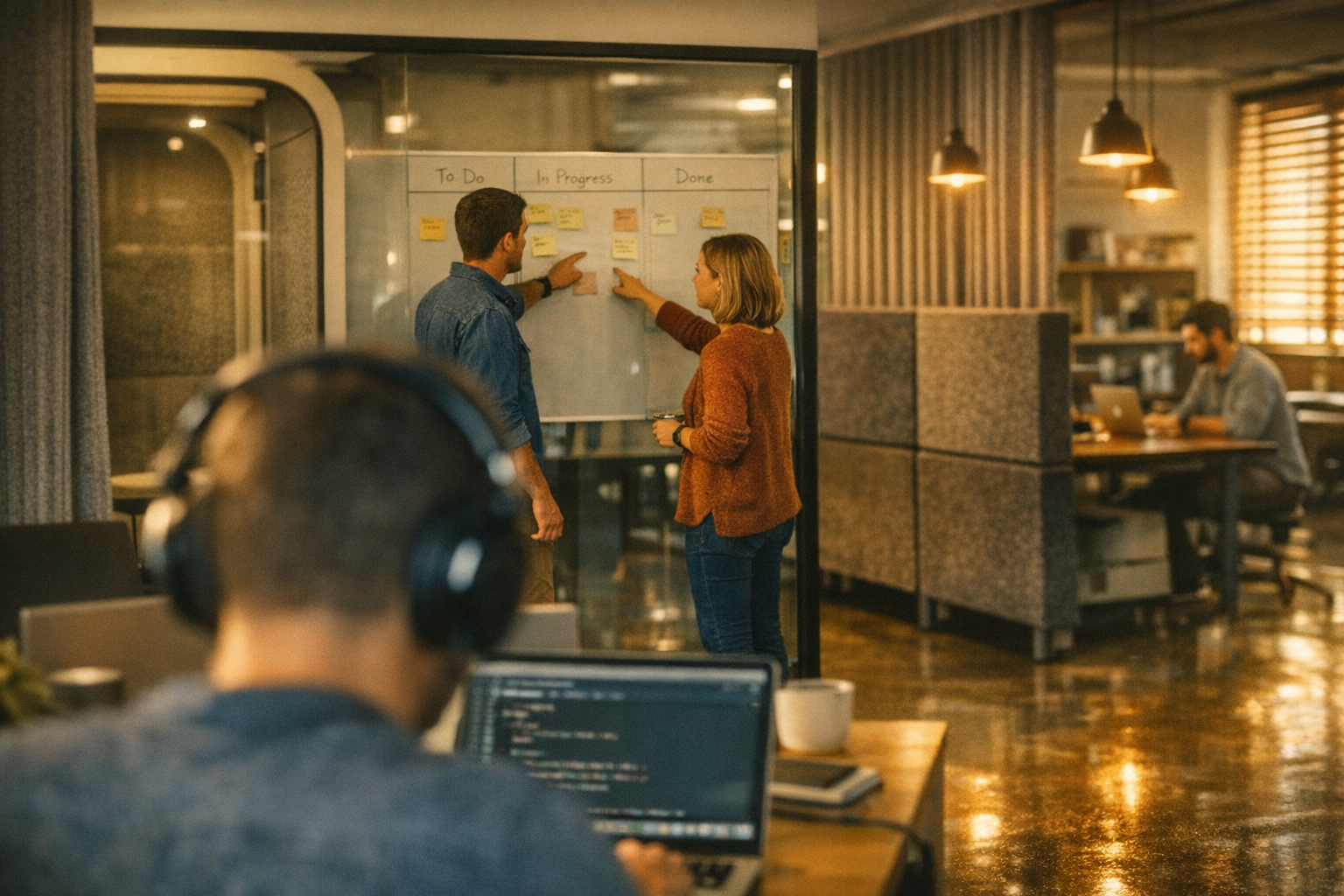 Flexibele werkplekken in modern kantoor