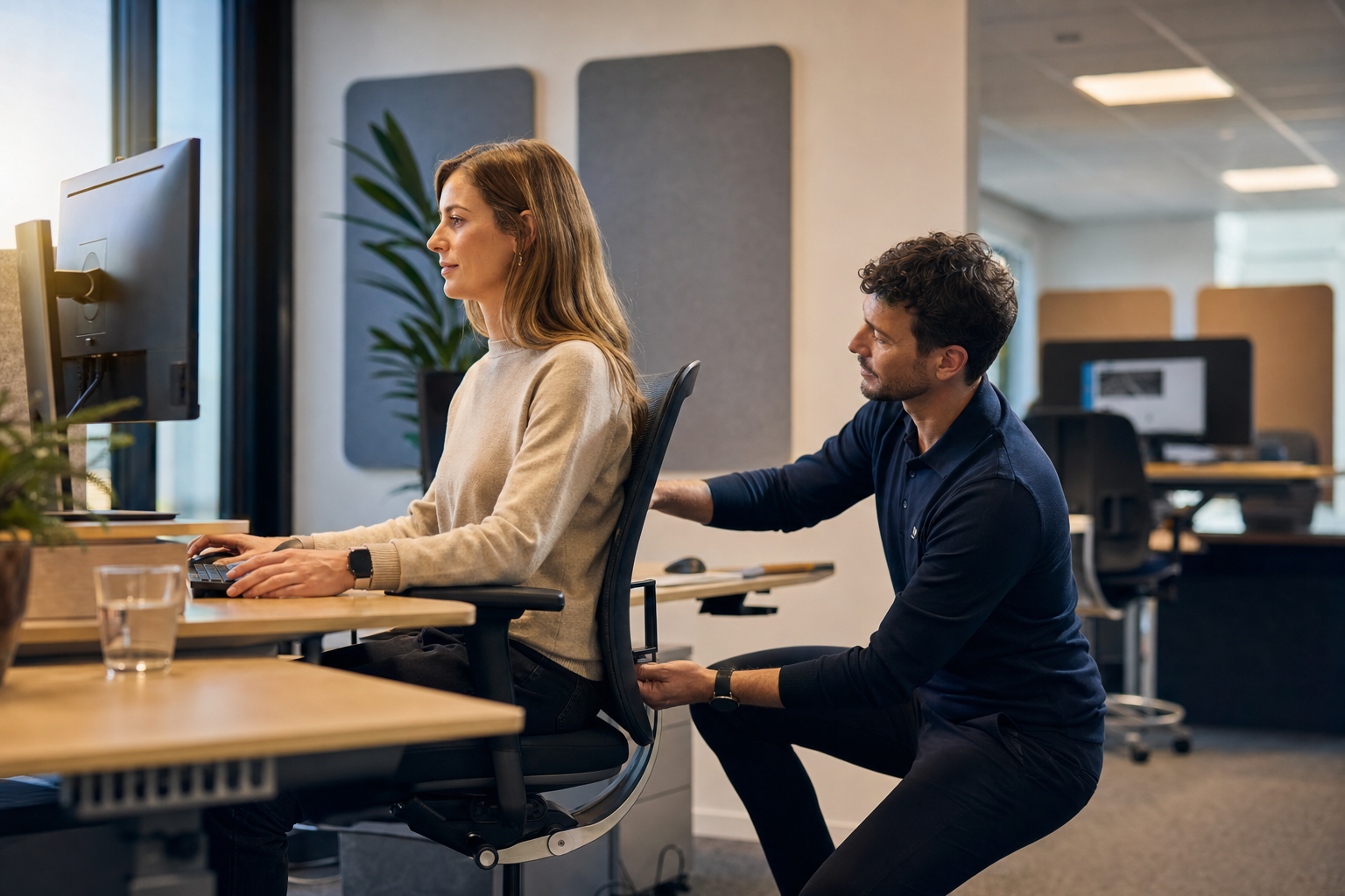 Werkplek met juiste ergonomische opstelling