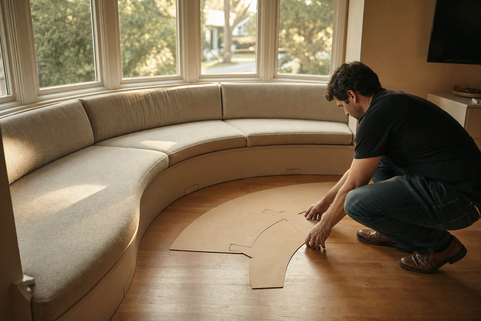 Detailontwerp ronde bank met maatwerk